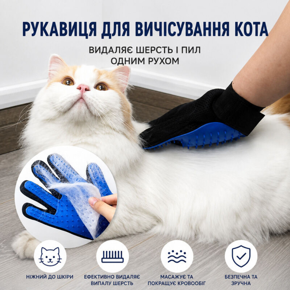 Рукавиця для шерсті синя